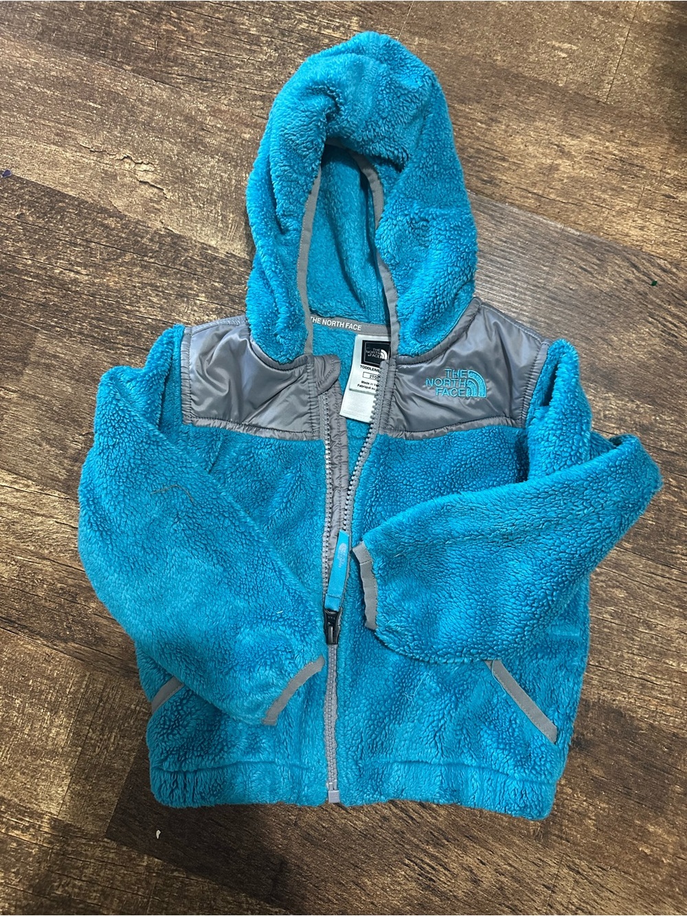 The North Face Kids Teal Sherpa Hooded Fleece Jacket